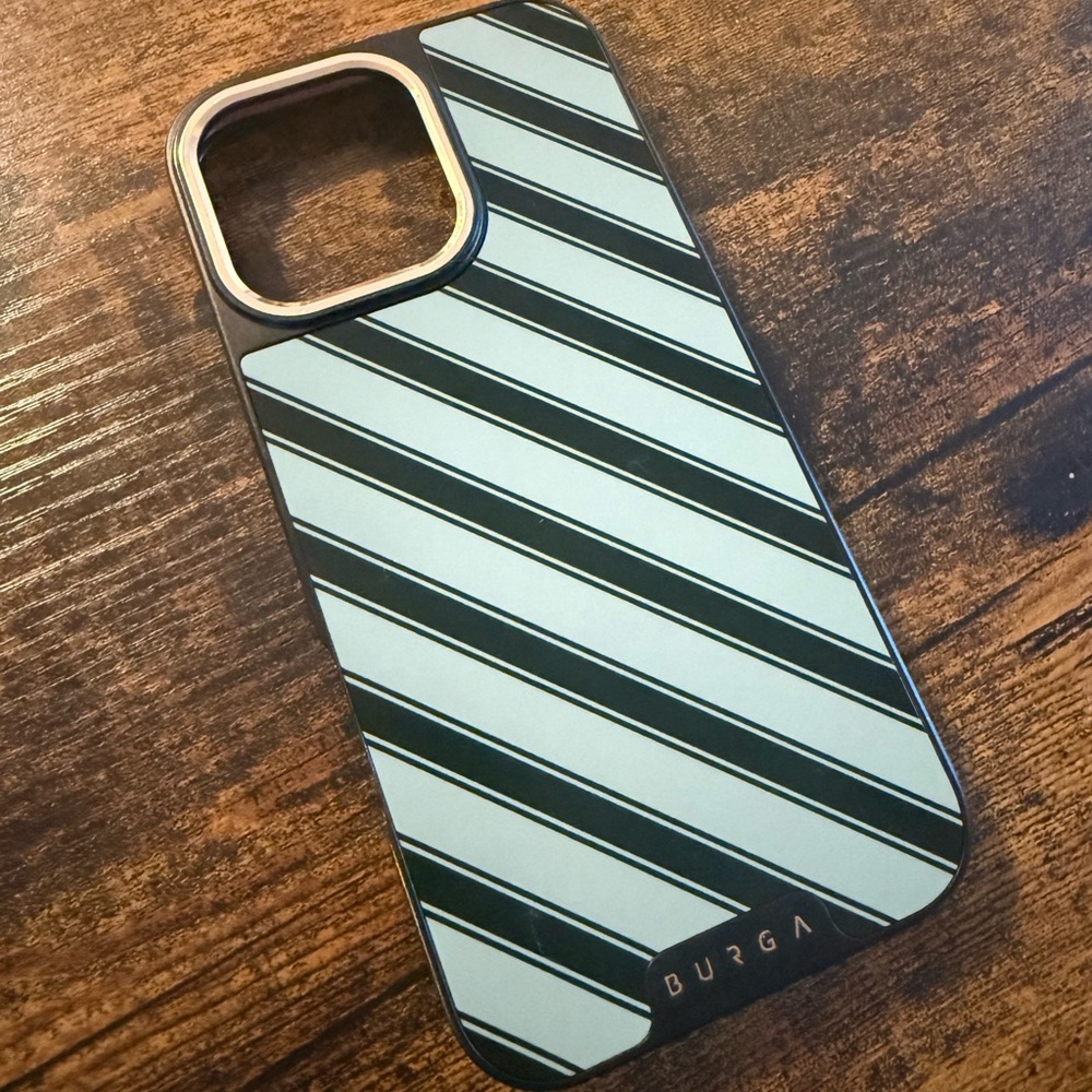 Burga Elite Green Striped Phone Case for iPhone 16 Pro Max